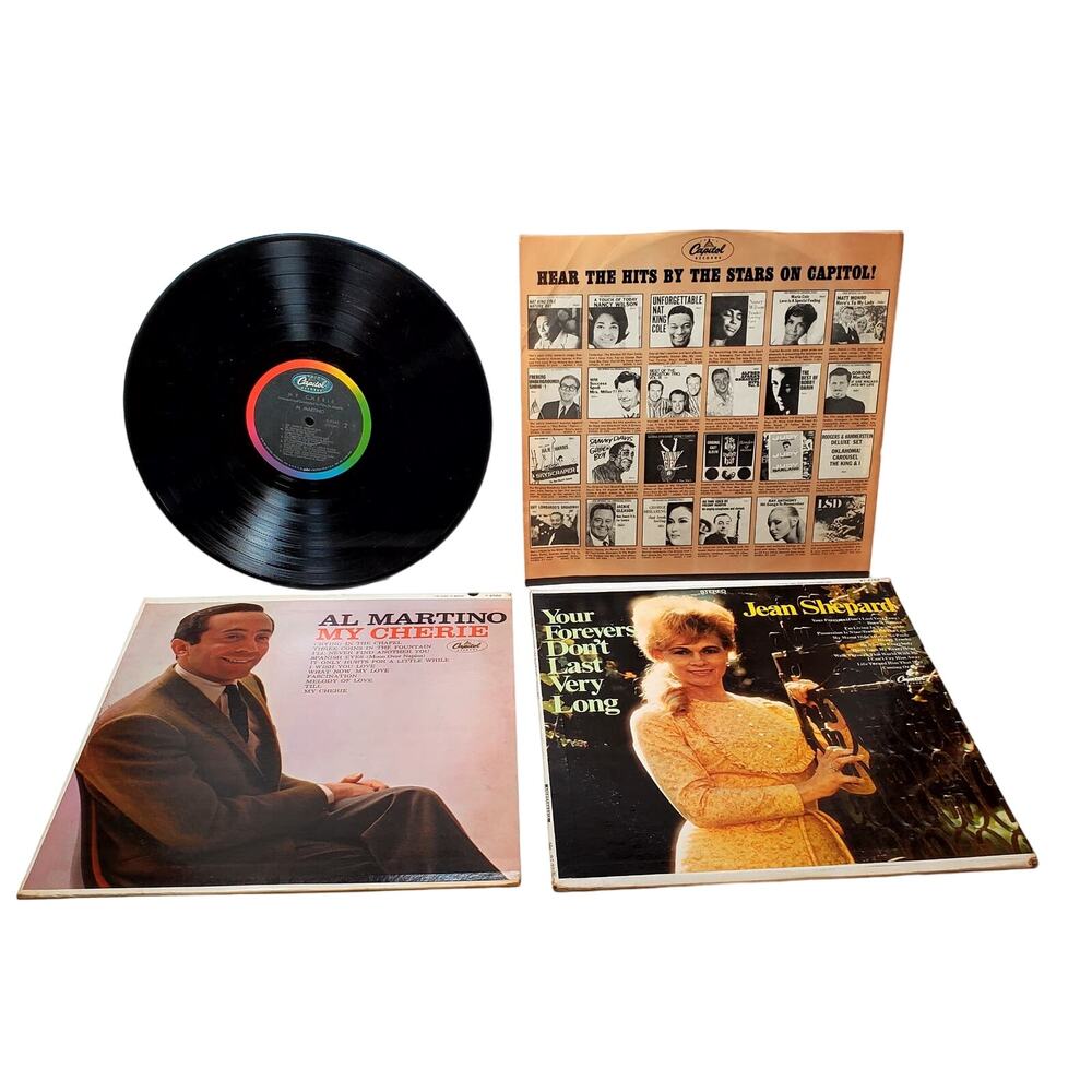 Lot of 2 Capitol Vinyl Records Jean Shepard AL Martino My Cherie 12" 33 rpm Vtg